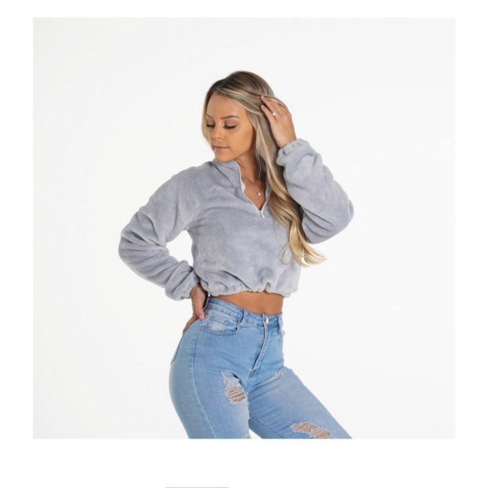 NVGTN Cropped Teddy Fleece Cool Gray Grey